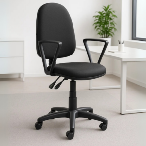 Silla Operativa con Brazos Clasica 1512 Tela Mini Color Negro