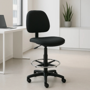 Silla Cajero Regia sin Brazos Aro Cromado 1007 Color Negro Tela Mini