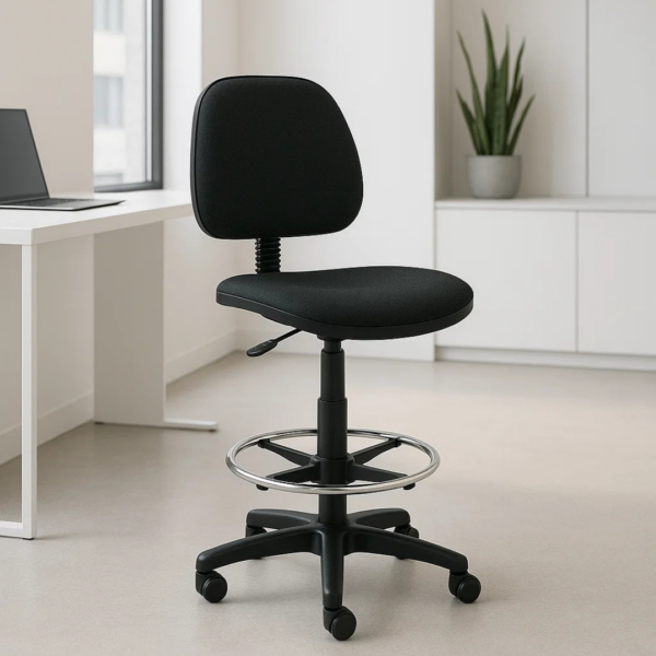 Silla Cajero Regia sin Brazos Aro Cromado 1007 Color Negro Tela Mini
