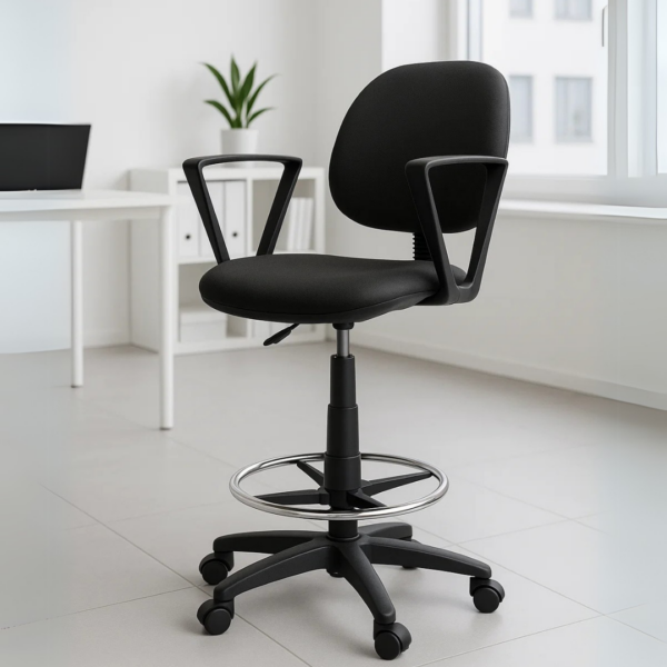 Silla Cajero Regia con Brazos 1007 Tela Mini Negro