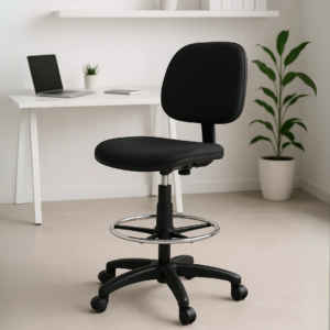 Silla Cajero Tiempo sin Brazos Aro Cromado 3507 Tela Mini Negro