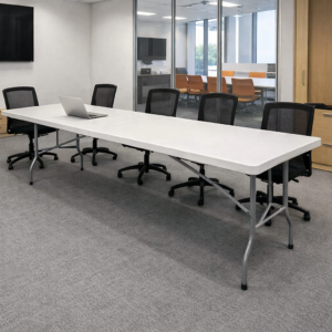 Mesa Plegable Rectangular de 2 Secciones 1.83 x 76 Plástico Blanco