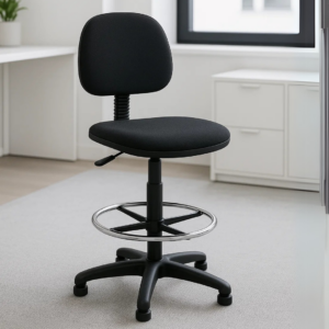 Silla Cajero sin Brazos Regia 1007 Aro Cromado con Regaton Tela Mini Negro