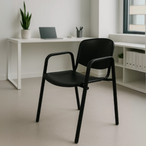 Silla de Visita Allegro con Brazos, Asiento y Respaldo en Plástico Negro