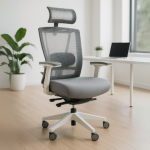 Silla Ejecutiva H1 Mesh Color Gris Estructura Blanca