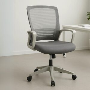 Silla Operativa H3 Mesh y Tela Gris Estrucutra Blanca