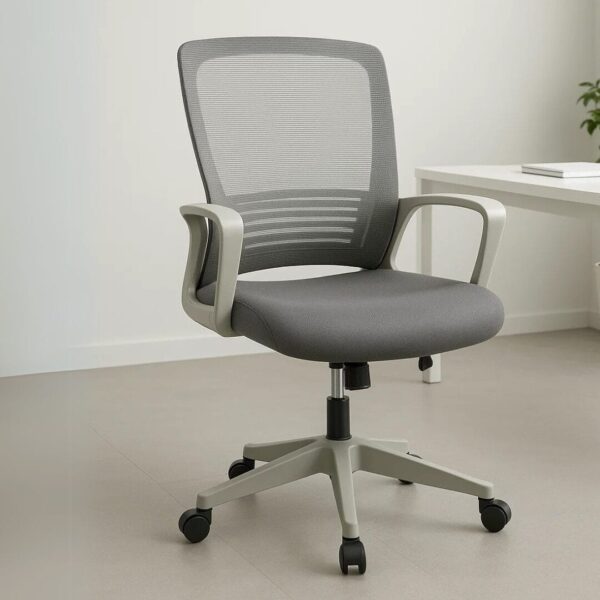 Silla Operativa H3 Mesh y Tela Gris Estrucutra Blanca