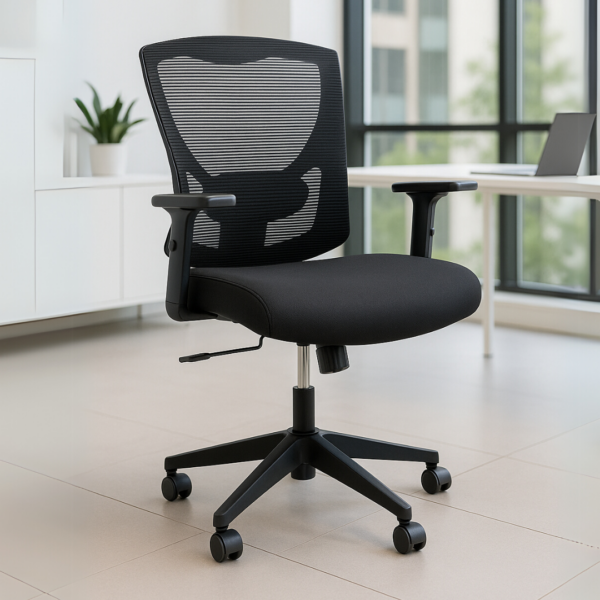 Silla Semi-Ejecutiva H5 Mesh / Tela Color Negro Brazos Ajustables