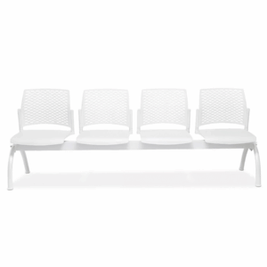 Banca 4 Plazas Rewind Color Blanco Estructura Cromo