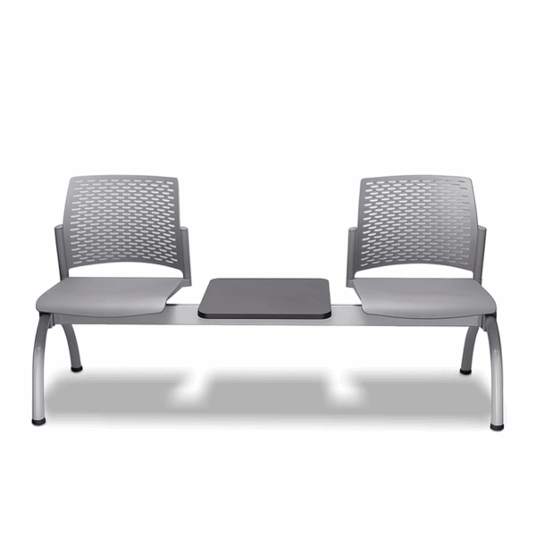 Banca Rewind 3 Plazas Con Mesa Color Gris Estructura Gris