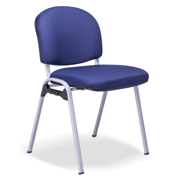 Silla de Visita Italiana Tapizada en Tela Azul, Estructura Gris, s/b