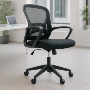 Silla Operativa E104 Mesh y Tela Color Negro