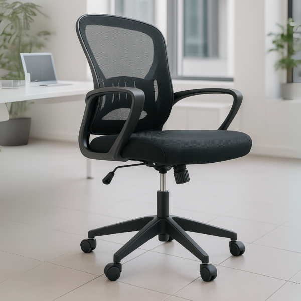 Silla Operativa E104 Mesh y Tela Color Negro
