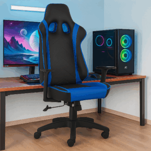 Silla Gamer INDI, Respaldo Alto en Vinipiel Azul