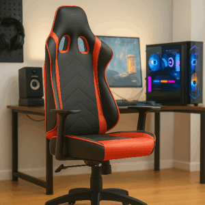Silla Gamer INDI, Respaldo Alto en Vinipiel rojo
