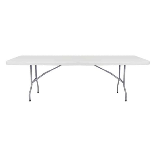 Mesa plástica rectangular plegable 244 x 76 plástico blanco