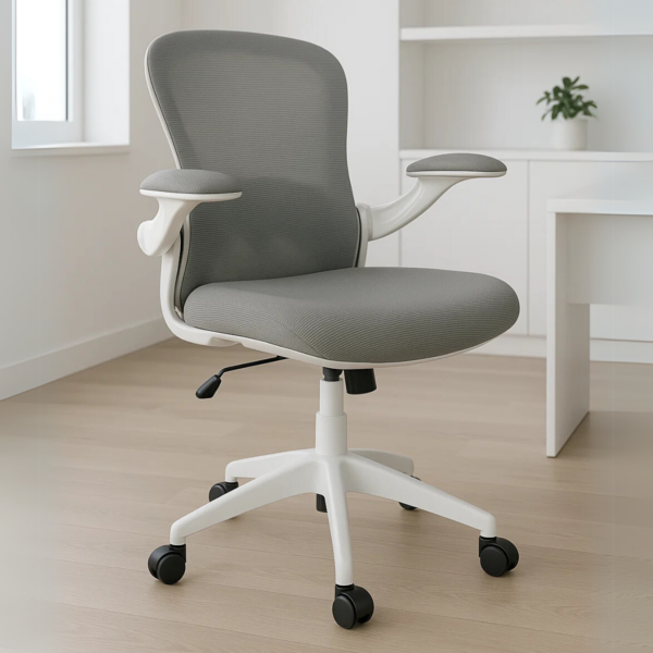 Silla Operativa H6 Mesh y Tela Gris Estrucutra Blanca