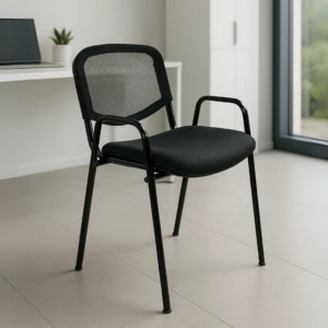 Silla de Visita con Brazos Genova Mesh Negro