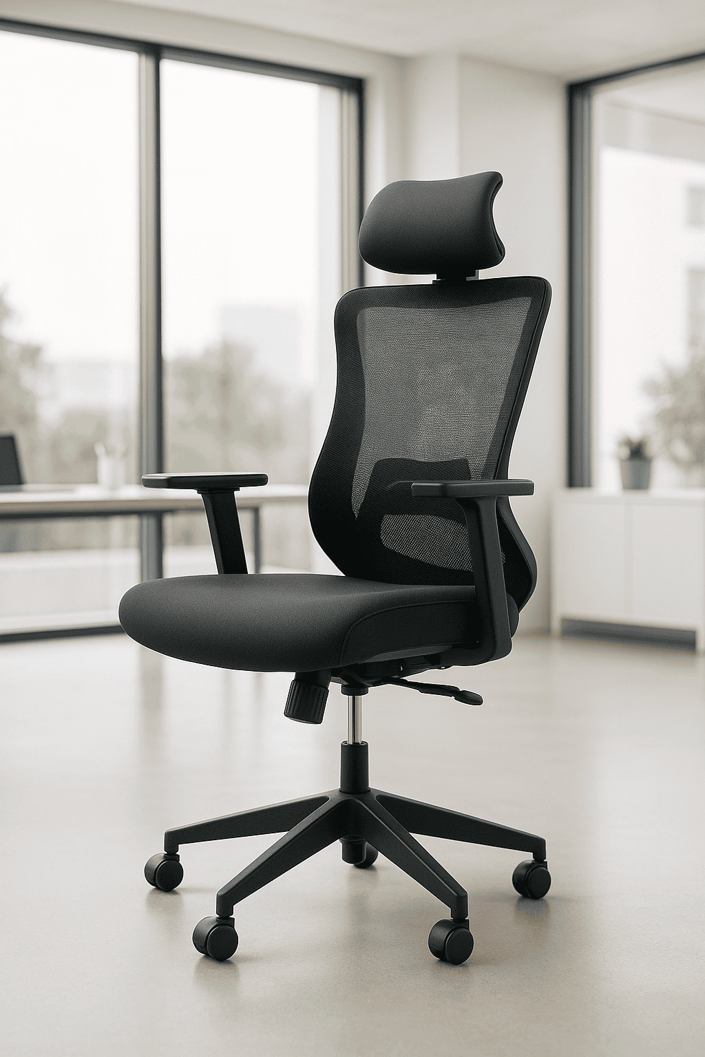 Silla Ejecutiva E106 Mesh y Tela Color Negro - Image 6