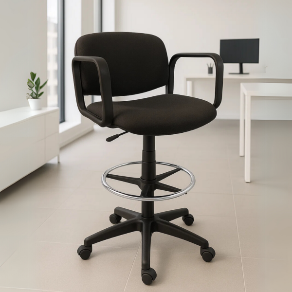 Silla Cajero Allegro con Brazos en Tela Adison Color Plomo