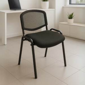 Silla Visita s/b Respaldo Mesh Tela Adison Color Plomo