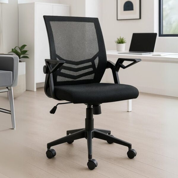 Silla Operativa Nitro con Brazos Abatible Mesh y Tela Negra
