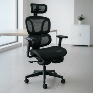 Silla Ejecutiva H10 con Descansa Pies y Brazos 3D Mesh Negro