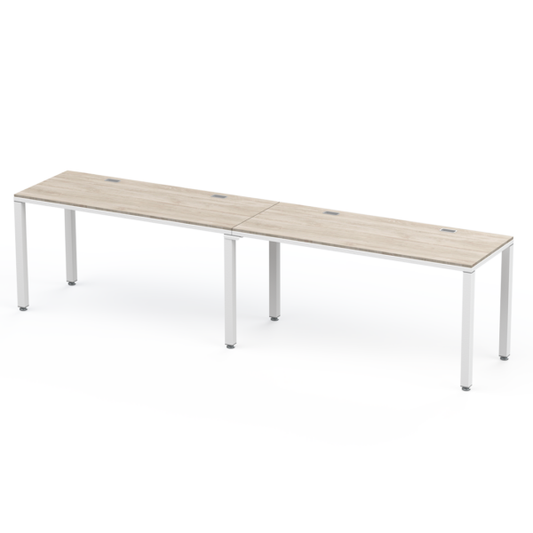 Módulo Lineal Billydesk 300x60 cm de Melamina Encino Polar y Estructura Metálica Blanco