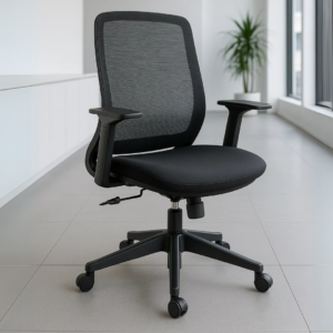 Silla Operativa H11 de Brazos Ajustables Mesh y Tela Negra