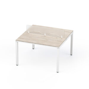 Configuración Frente a Frente Billydesk 120 cm Encino Polar Estructura Blanca