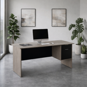 Escritorio con Papelera y Archivo Derecho 150x60 cm (Ceniza)