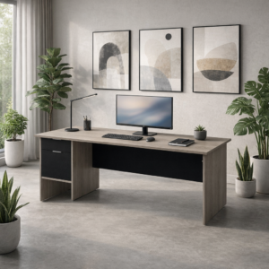 Escritorio con Papelera y Archivo Izquierdo 180x60 cm (Ceniza)