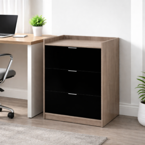 Archivero Horizontal Fijo con 3 gavetas (Ceniza)