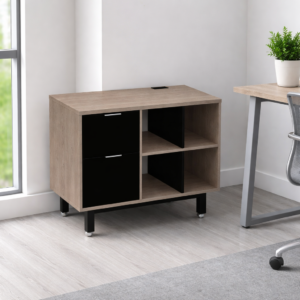 Credenza Alta con Papelera y Archivo 90 x 75 cm (Izquierdo, Ceniza)