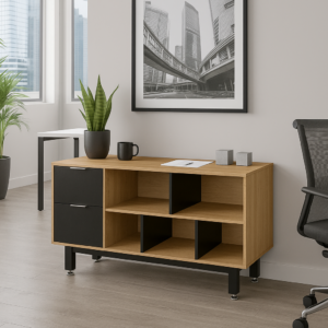 Credenza Alta con Papelera y Archivo 150 x 75 cm (Izquierdo, Monarca)