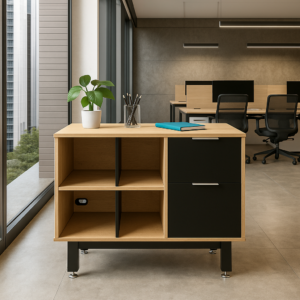 Credenza Alta con Papelera y Archivo 90 x 75 cm (Derecho, Monarca)