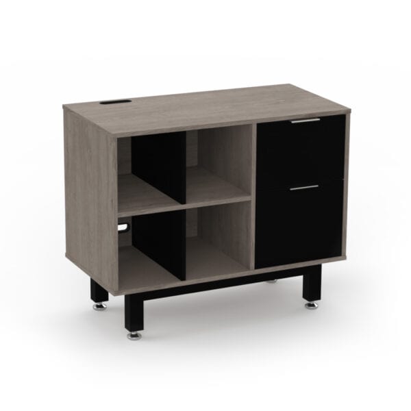 Credenza Alta con Papelera y Archivo 90 x 75 cm (Derecho, Ceniza)