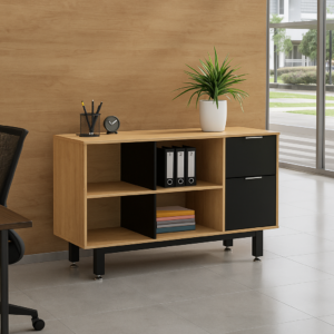 Credenza Alta con Papelera y Archivo 120 x 75 cm (Derecho, Monarca)