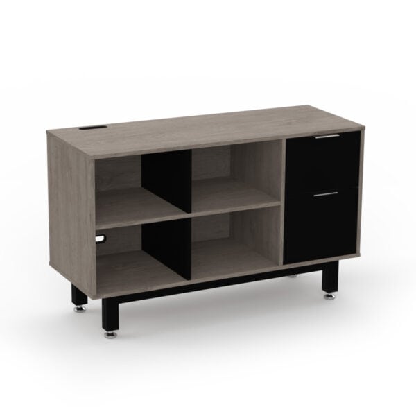 Credenza Alta con Papelera y Archivo 120 x 75 cm (Derecho, Ceniza)