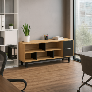 Credenza Alta con Papelera y Archivo 180 x 75 cm (Derecho, Monarca)