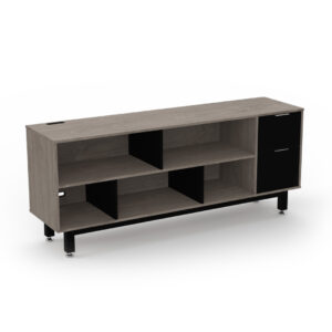 Credenza Alta con Papelera y Archivo 180 x 75 cm (Derecho, Ceniza)