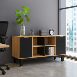 Credenza Alta con Doble Papelera y Archivo 150x75 cm (Monarca)