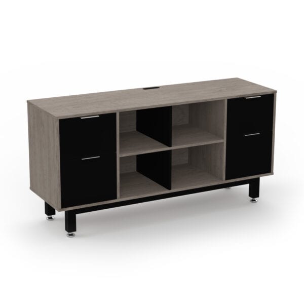 Credenza Alta con Doble Papelera y Archivo 150 x 75 cm (Ceniza)