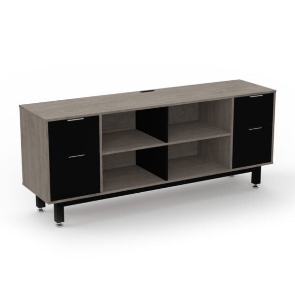 Credenza Alta con Doble Papelera y Archivo 180 x 75 cm (Ceniza)