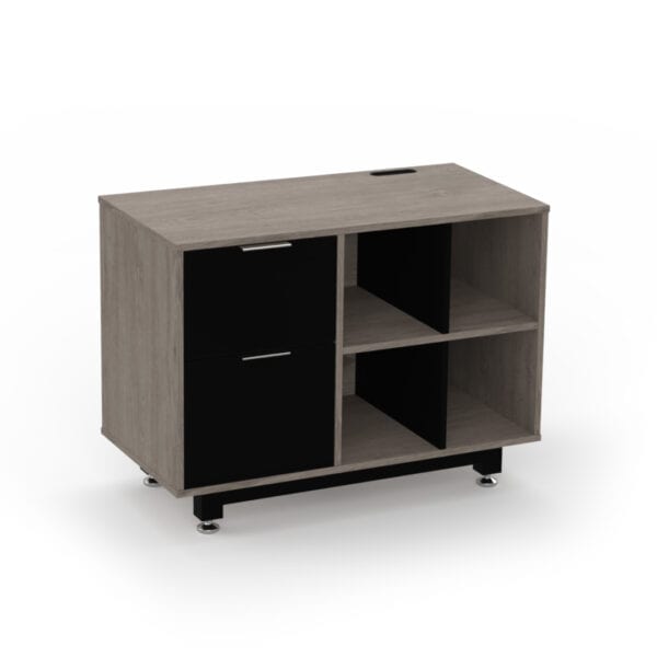 Credenza Baja con Papelera y Archivo 90 x 67.5 cm (Izquierdo, Ceniza)