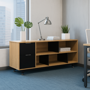 Credenza Baja con Papelera y Archivo 150 x 67.5 cm (Izquierdo, Monarca)