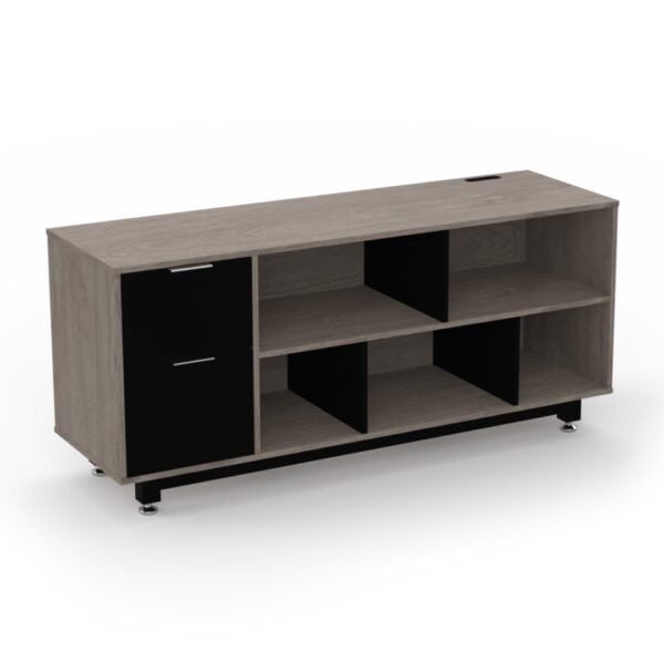 Credenza Baja con Papelera y Archivo 150 x 67.5 cm (Izquierdo, Ceniza)