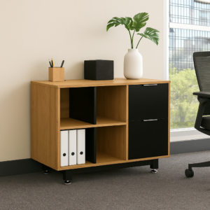 Credenza Baja con Papelera y Archivo 90 x 67.5 cm (Derecho, Monarca)