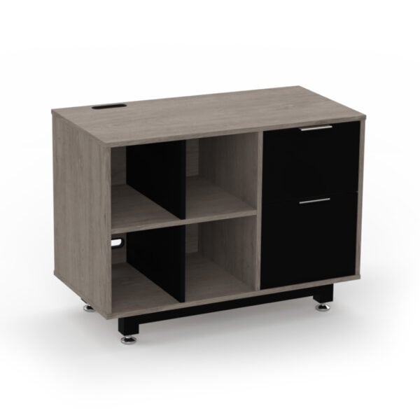 Credenza Baja con Papelera y Archivo 90 x 67.5 cm (Derecho, Ceniza)