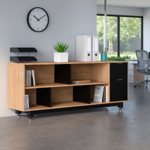 Credenza Baja con Papelera y Archivo 180 x 67.5 cm (Derecho, Monarca)